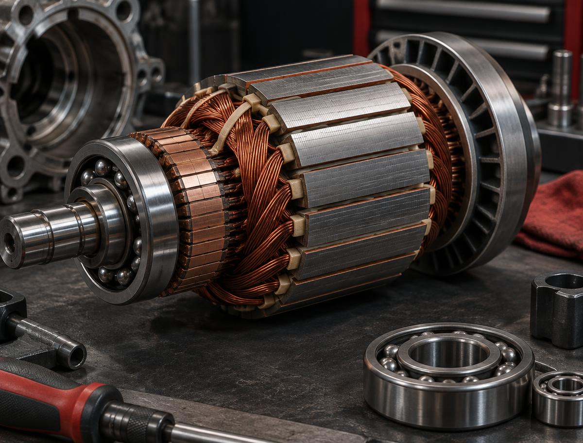 Detalhes internos de um motor elétrico
